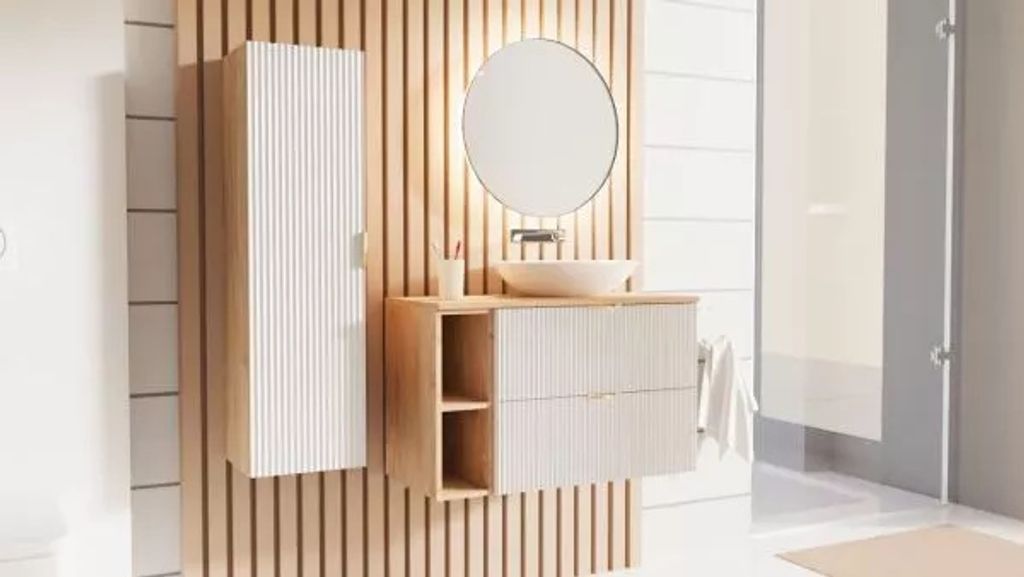 WENA Skříňka pod umyvadlo 100 cm, žebrovaná čela, kovové Obrázek produktu 2