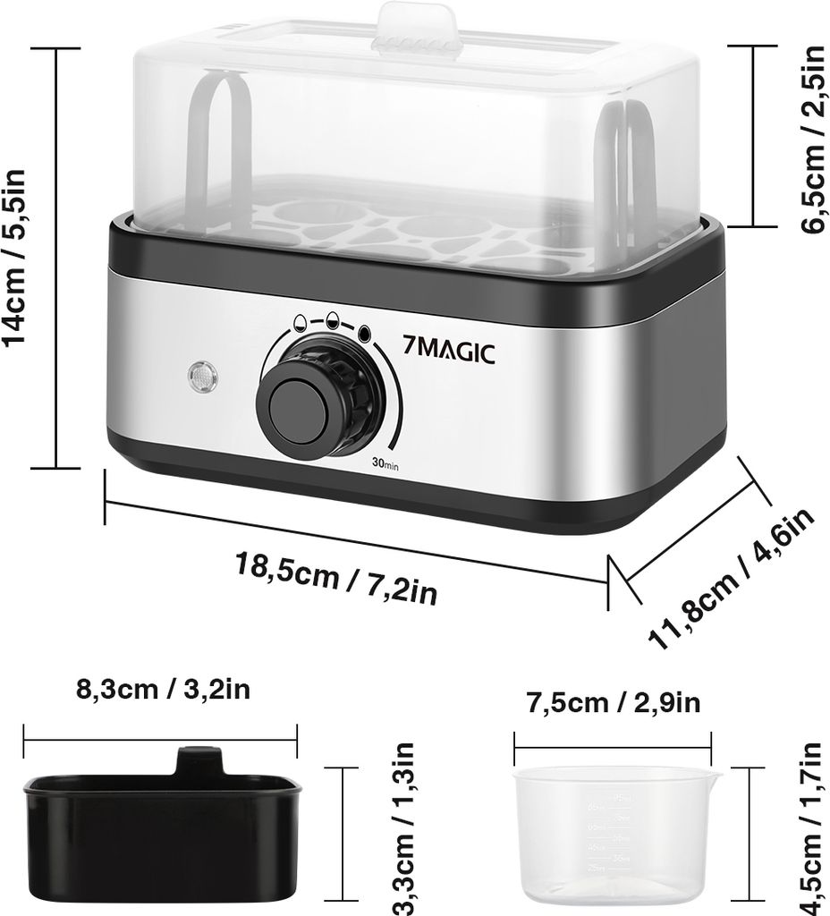 7MAGIC Eierkocher Edelstahl, Eierkocher für 1-6 Eier mit Produktbild 2