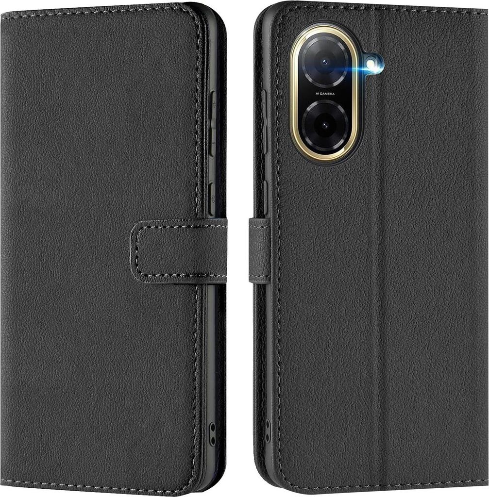 Conie Klapp Tasche für Xiaomi Redmi A5 Kartenfach Rundumschutz Hülle in Schwarz