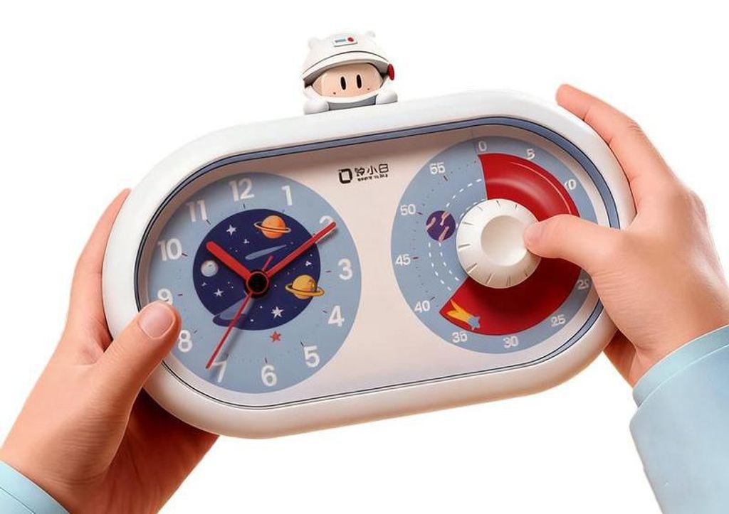 Visueller Timer, 2 in 1 mit Timer, Uhr , 60-Minuten Countdown-Timer für Kinder, für Zuhause, Küche, Badezimmer, Toilette, blau und weiß