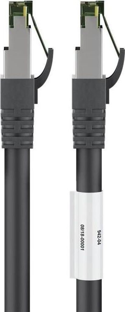 RJ45 Netzwerkkabel S/FTP (PiMF), mit CAT 8 Rohkabel, Schwarz, 0,50m