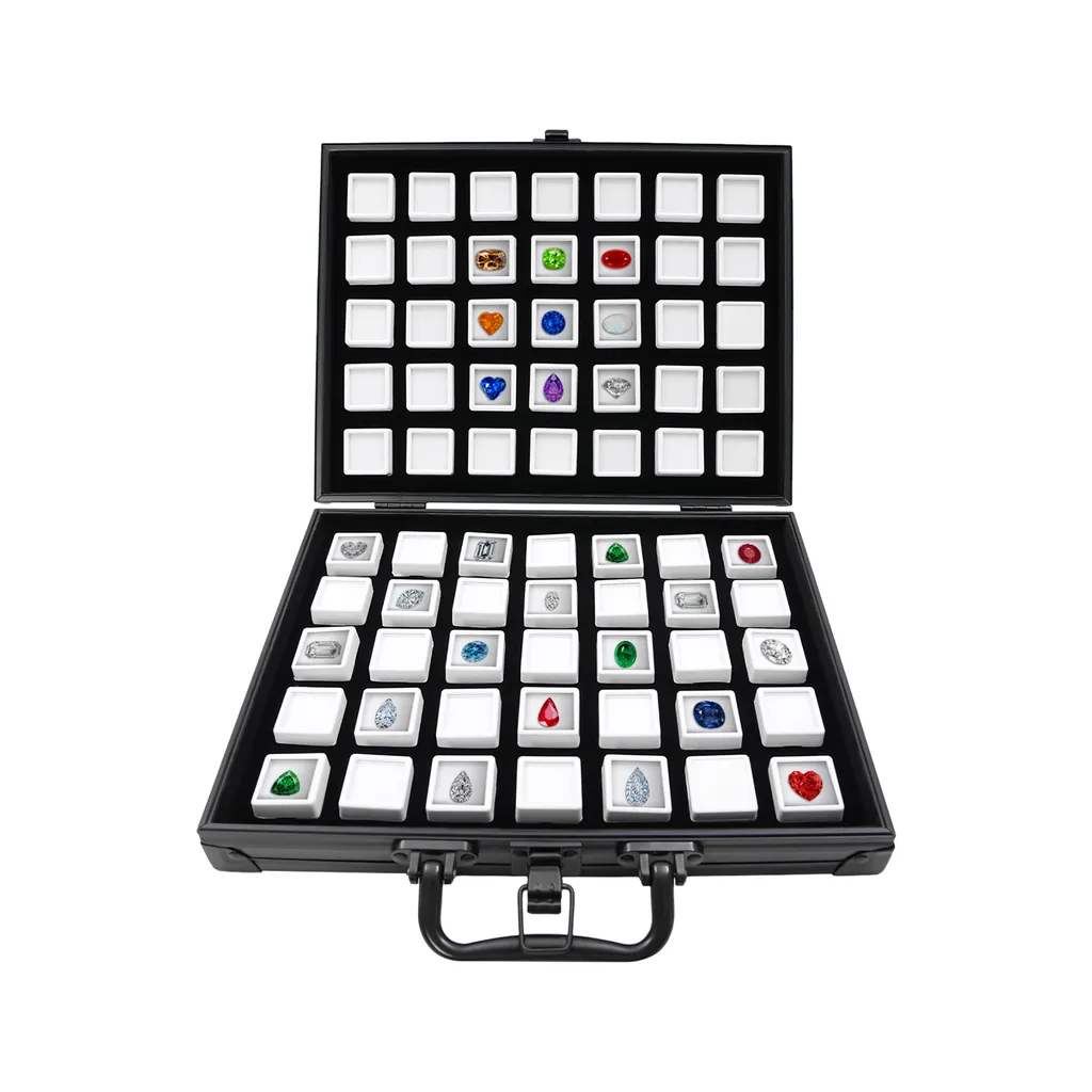 Grand présentoir bijoux portable 70 compartiments avec couvercle rigide - 2