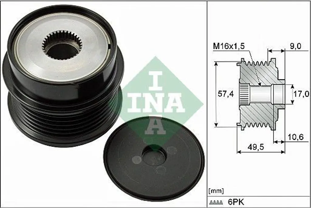 INA 535 0189 10 Ruota Libera Alternatore OE 9657129680 - Qualità Originale