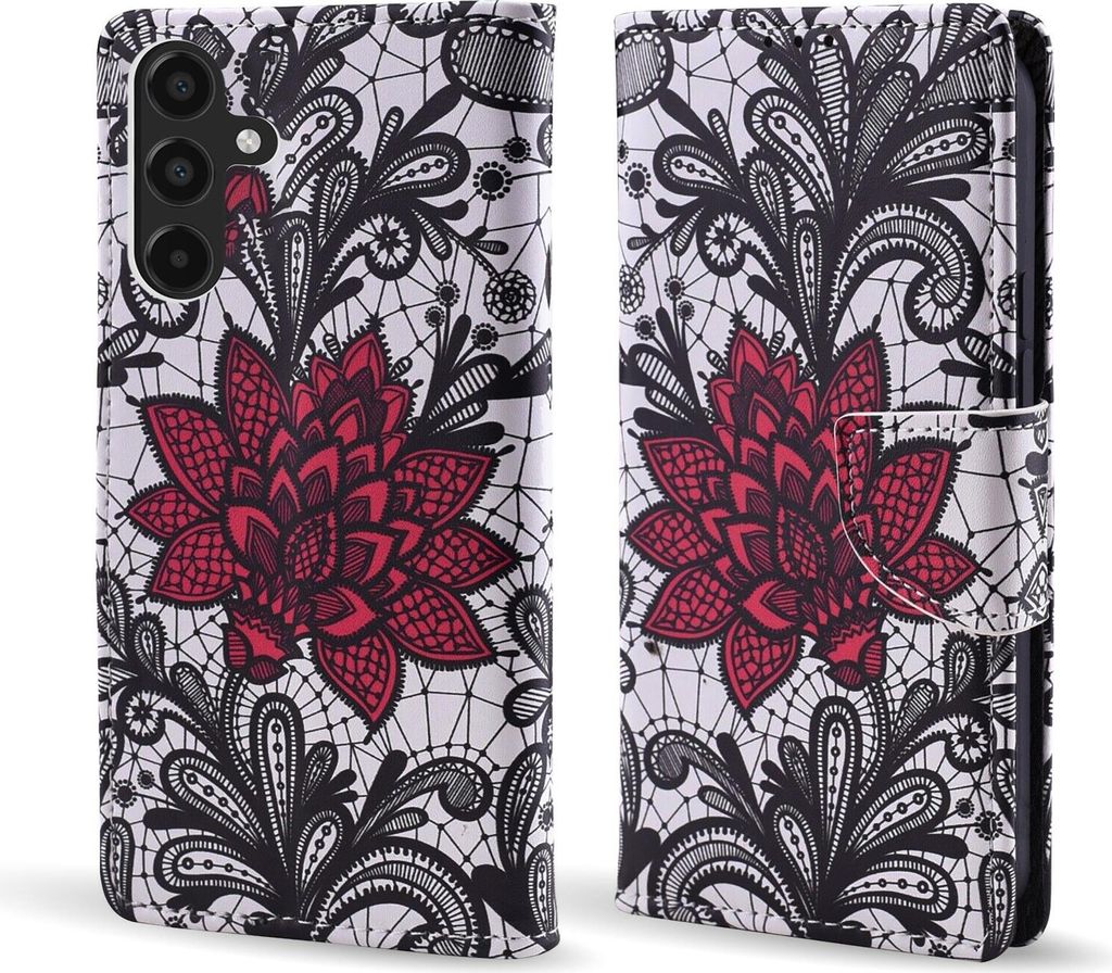 Handy Hülle für Samsung Galaxy A16 / A16 5G Klapphülle Bookcase Flip Cover Handy Tasche Etui Motiv: Seerose Blumen