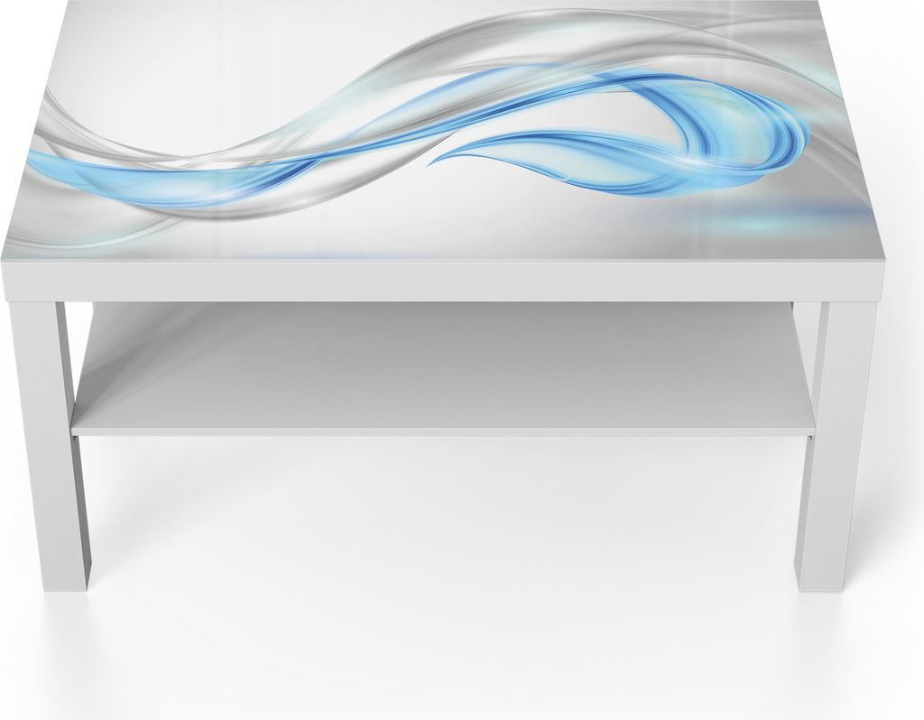 DEQORI Couchtisch 90x55 cm Weiß 'Harmonie der Linien' Glas Beistelltisch Glastisch modern