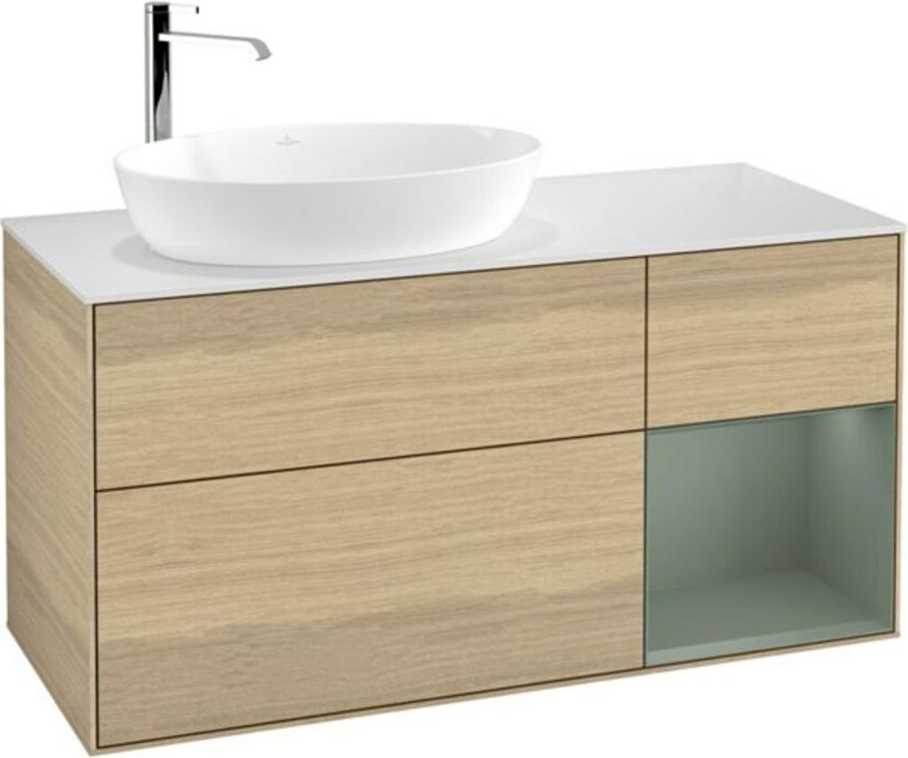 V&B Waschtischunterschrank Finion 120cm, Pl wh. m, Reg Oli. m Lac, Oa ven