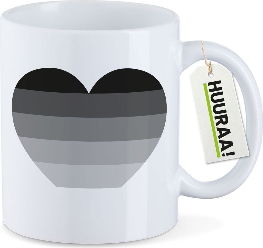 Huuraa Kaffeetasse Heterosexuell Flagge LGBTQ Herz 330ml Weiß Keramik Kaffeebecher Geschenkidee