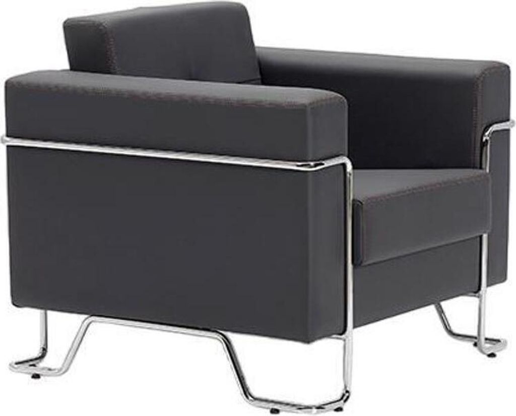 Sessel 1 Sitzer Stoff Couch Design Couch Leder Polster Textil Modern Schwarz