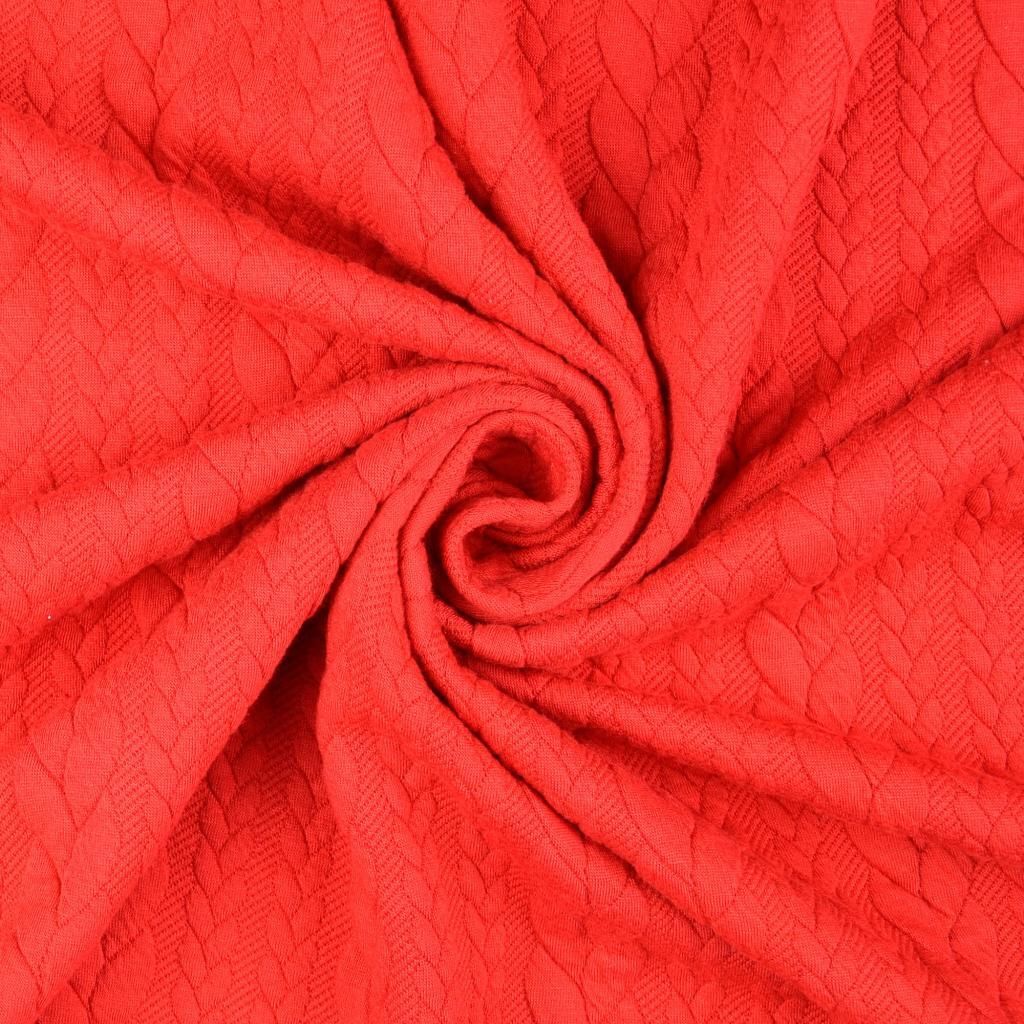 Zopfstrick Jacguard Jacky Rot uni, 340 g/m², ca. 0,5 m lang, ca. 1,51 m breit, Stoffe Meterware, PVC