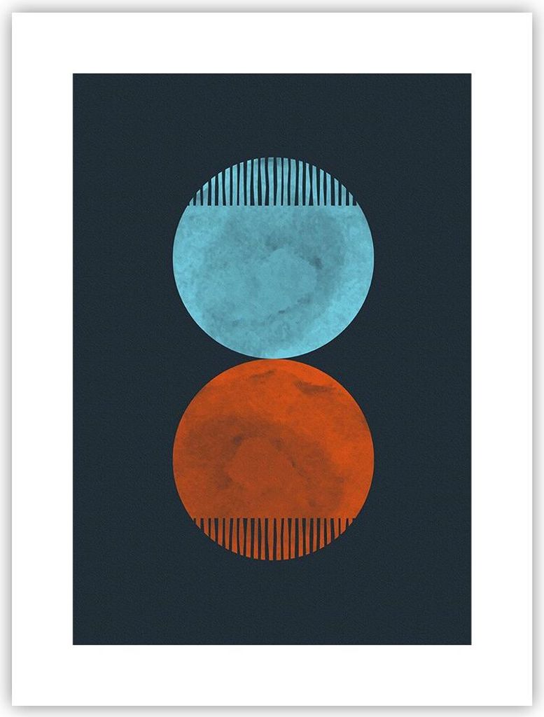 Poster - Poster ohne Rahmen - Abstraktion Blau Rot - 30x40 cm - Wand Bild - Wanddeko - Wandbilder - Kunstposter - Wandposter - Bilder - Kunstdruck ...
