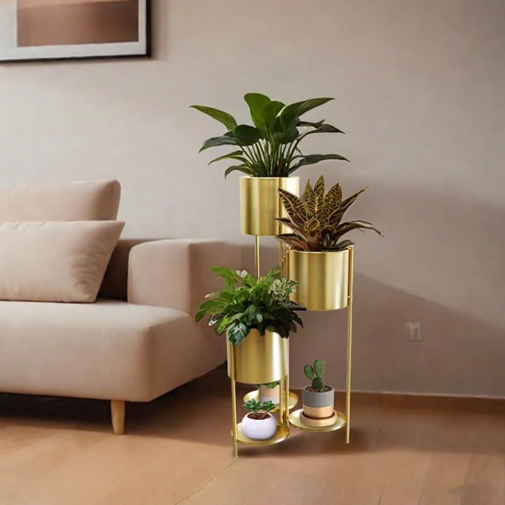 Étagère à fleurs 6 étages en métal doré robuste - Support Stable 120cm - 5