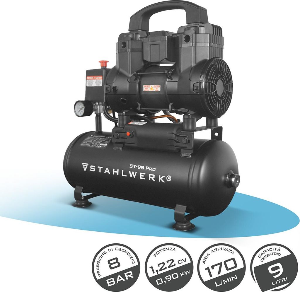 Compressore STAHLWERK con serbatoio da 9 L (ST-98 Pro) - Immagine del prodotto 