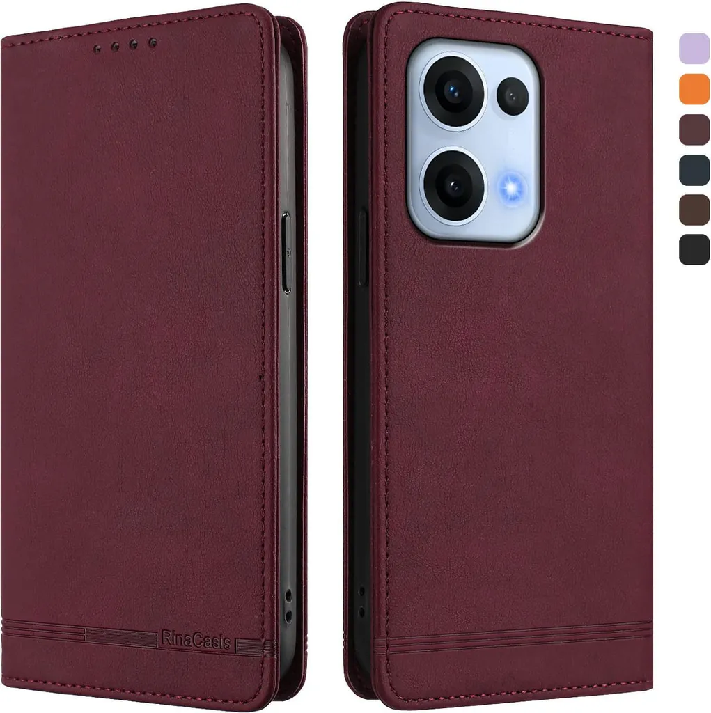 Custodia Rosso per Oppo Reno13 5G - Cover Slim a Libro in Pelle PU