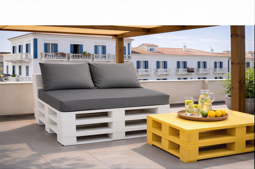 Palettenkissen Set 120 x 60 x 10 cm + 2 x 50 x 40 cm – Produktbild 