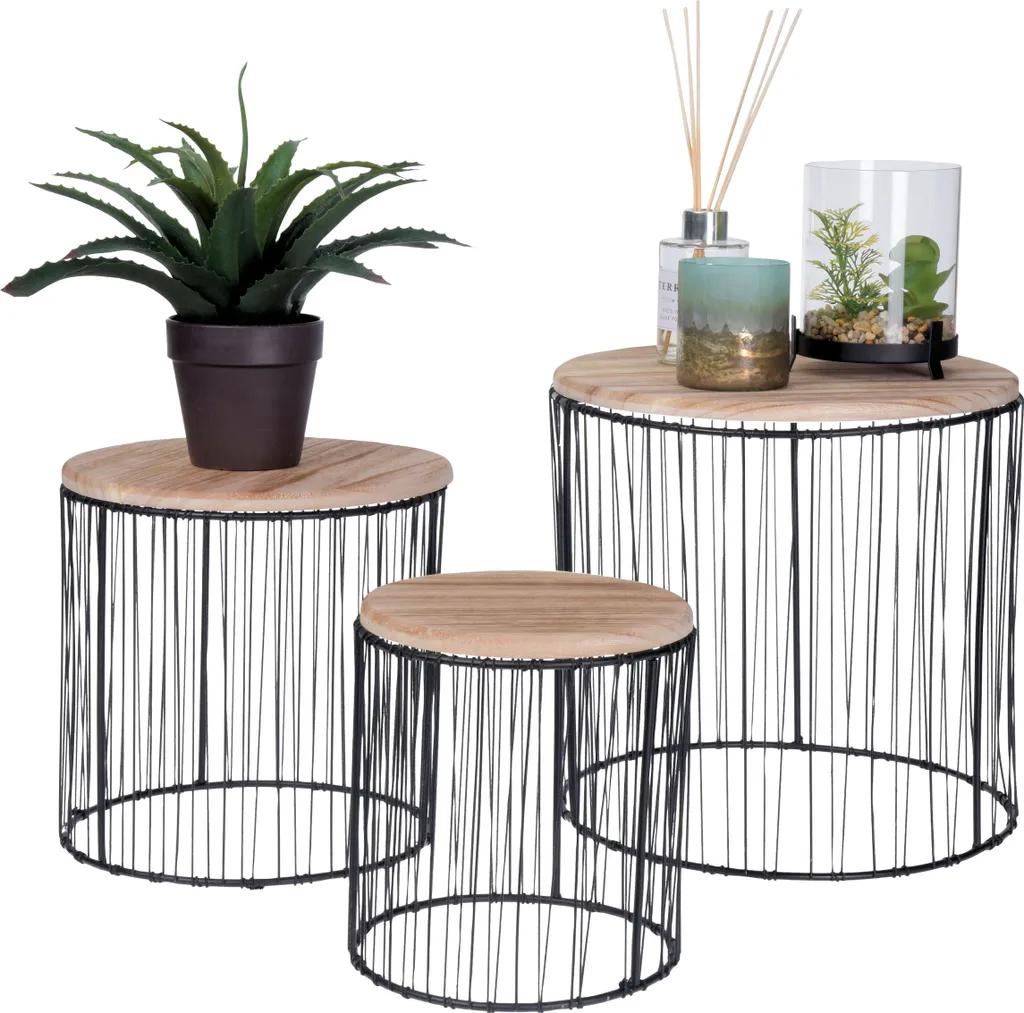 Support plante robuste en métal - Trio de présentoirs déco de salon