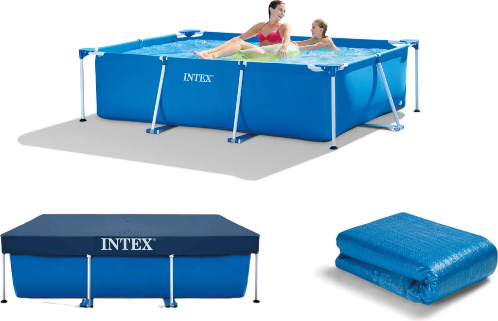 Piscina Intex Family - 220x150x60 cm - Struttura in metallo - Struttura in acciaio - Blu - Con accessori