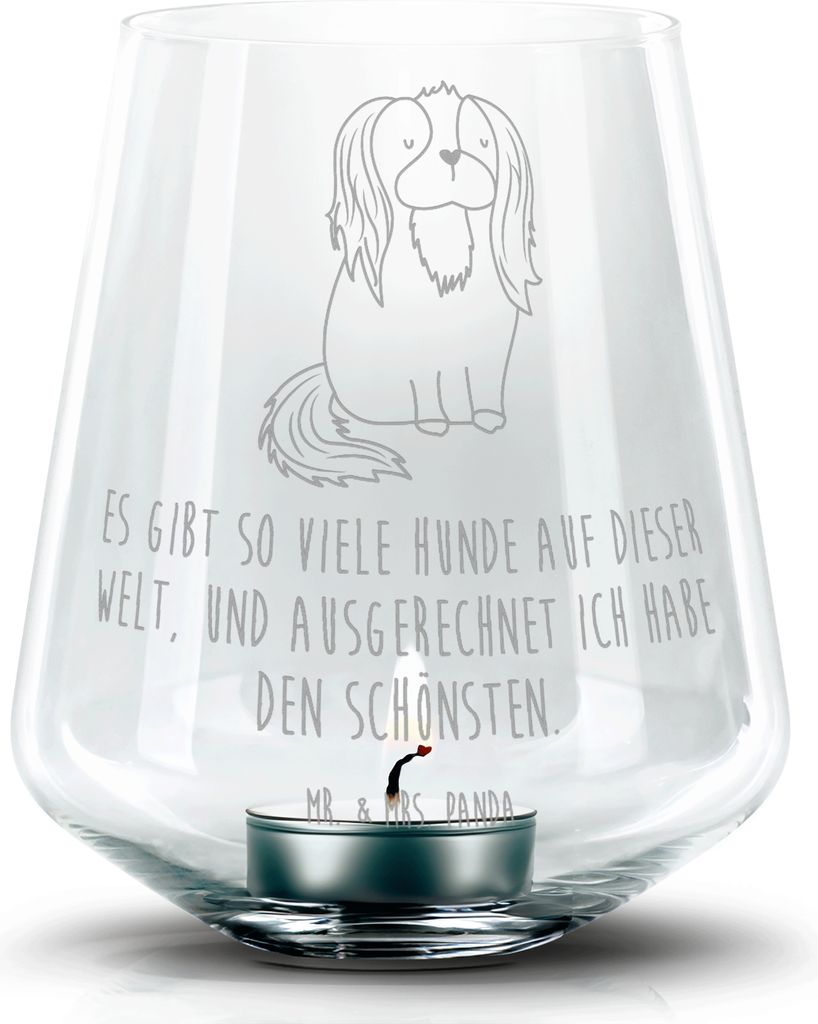 Mr. & Mrs. Panda Laterne Hund Cavalier King Charles Spaniel - Transparent - Geschenk, gravur glas, Sprüche, Cockerspaniel, Kerzenhalter, Teelichth...