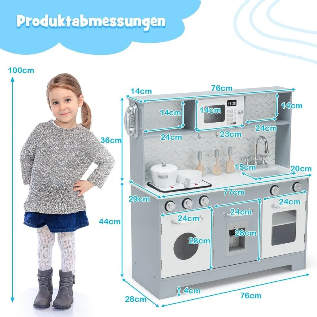 Cuisine enfant pour stimuler l'imagination - Jeu complet gris 80 cm haut - 3