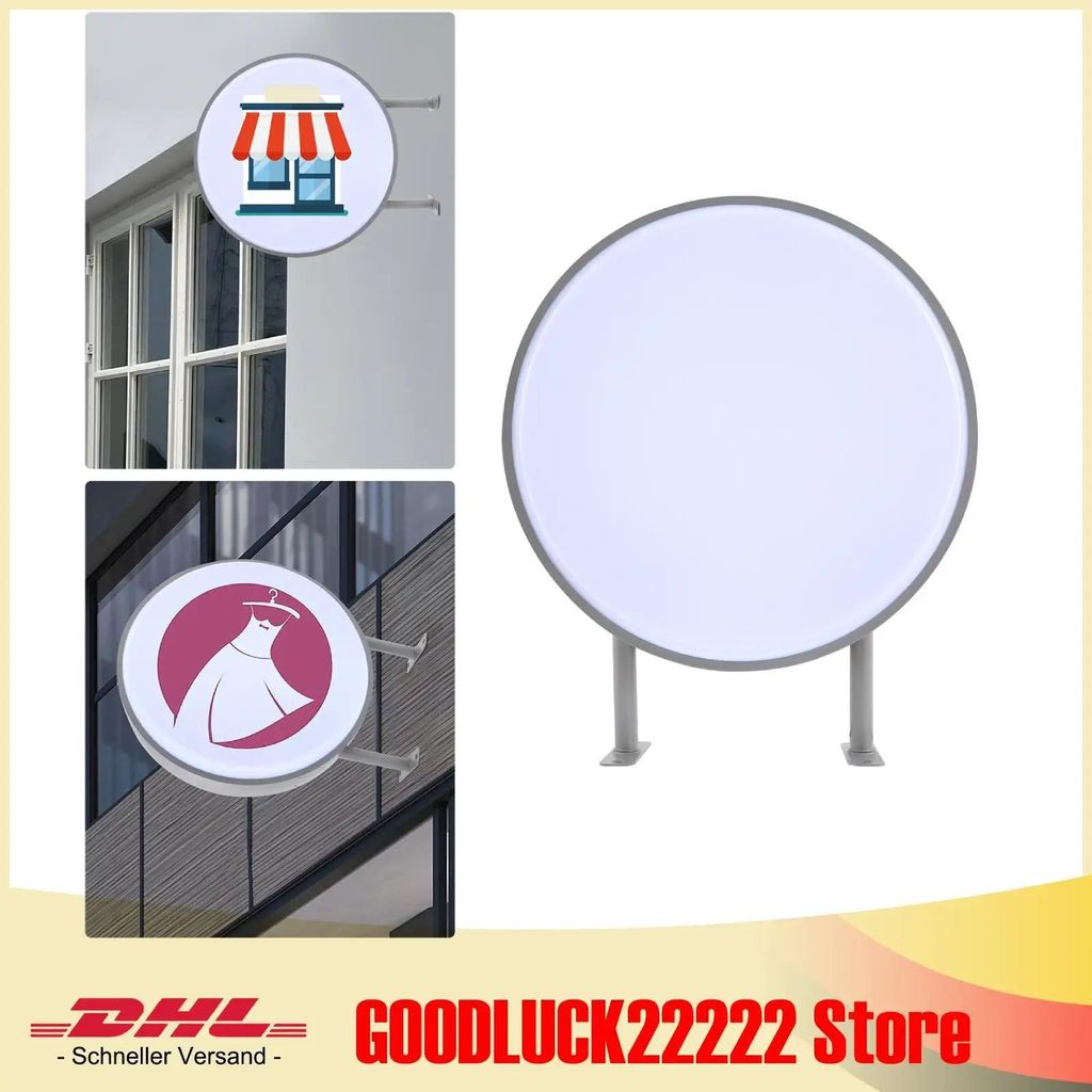 LED Leuchtkasten - Rundes Ausleger-Schild - 50,8 cm - Doppelseitig - Für Außenbereich - Rahmen aus Aluminiumlegierung - Gute Wärmeableitung
