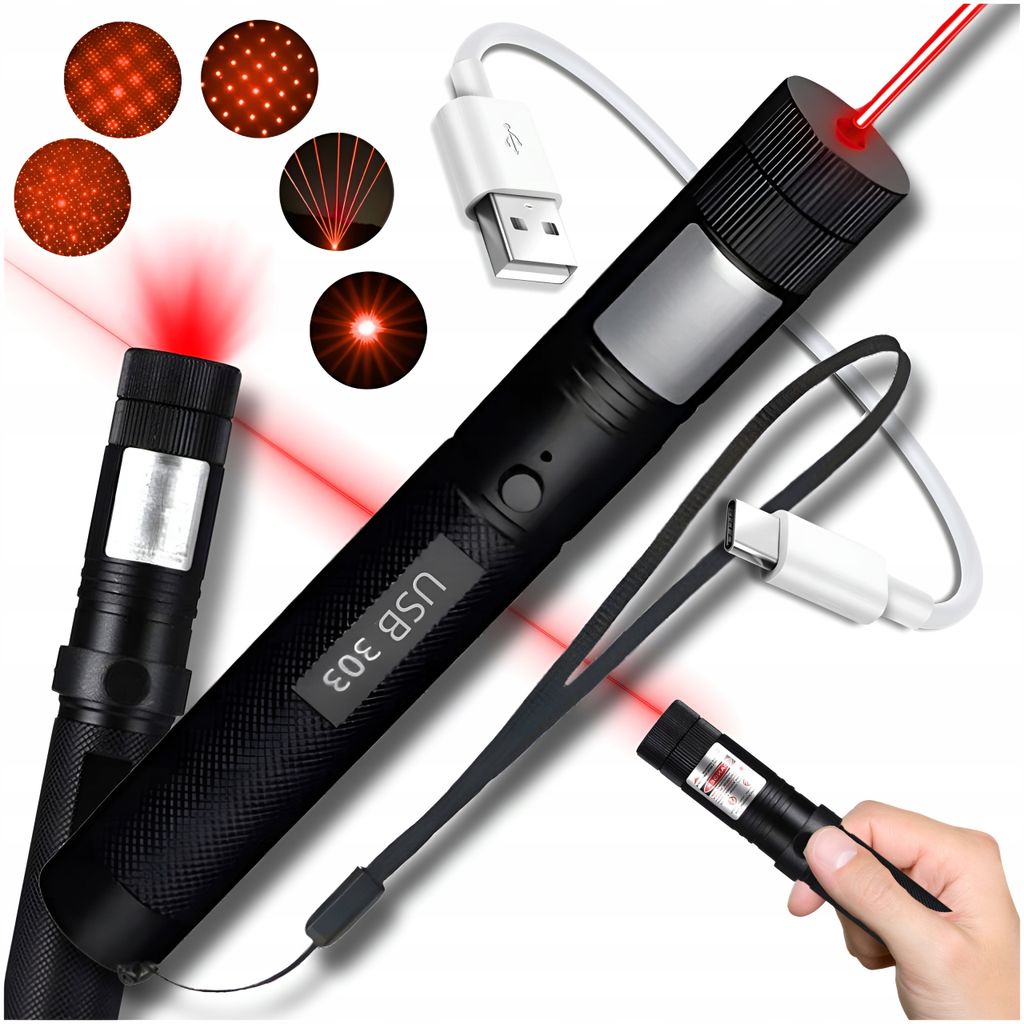 Wskaźnik Laserowy Laser Czerwony Usb Mocny Pointer Duży Zdjęcie produktu 