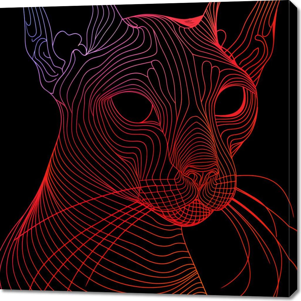 Bild 100x100cm Digitale Katze