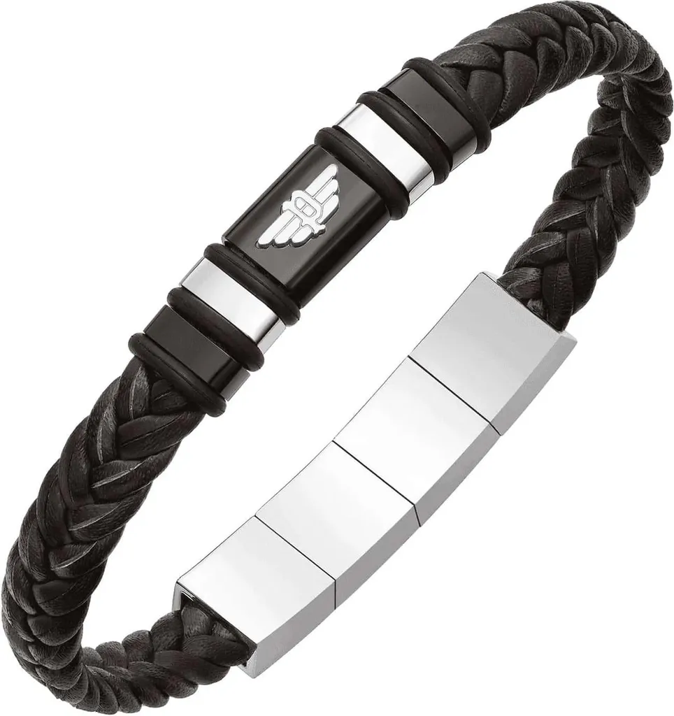 Bracciale Police Wavebreaker Uomo Pelle Nera 19cm PEAGB0040403 Originale