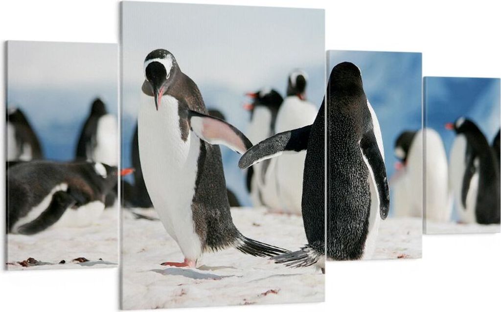 Bild auf Leinwand - Leinwandbild - Pinguine Winter Natur Schnee - 160x90cm - Wand Bild - Wanddeko - Leinwanddruck - Bilder - Kunstdruck - Wanddekor...