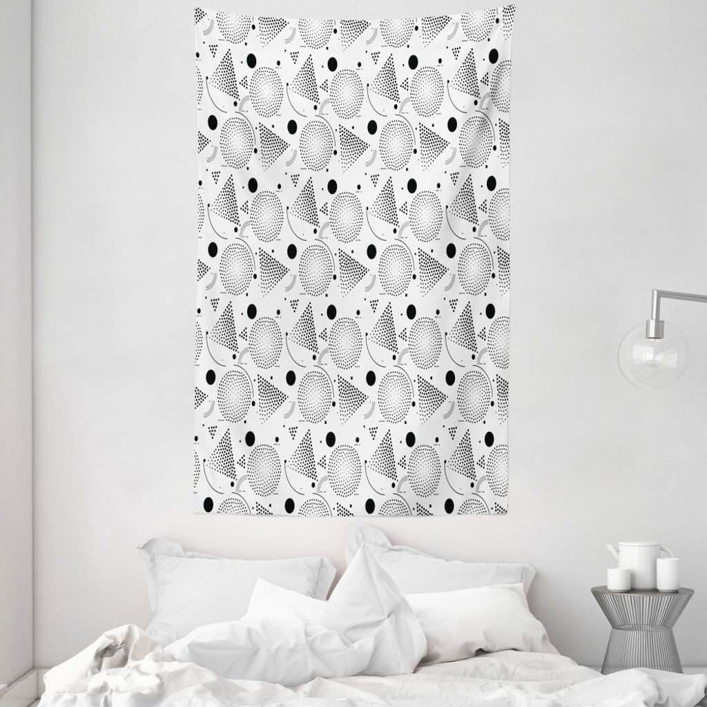 ABAKUHAUS Modern Wandteppich und Tagesdecke, Kreise Memphis Stil aus Weiches Mikrofaser Stoff Waschbar ohne Verblassen Digitaldruck, 140 x 230 cm, ...
