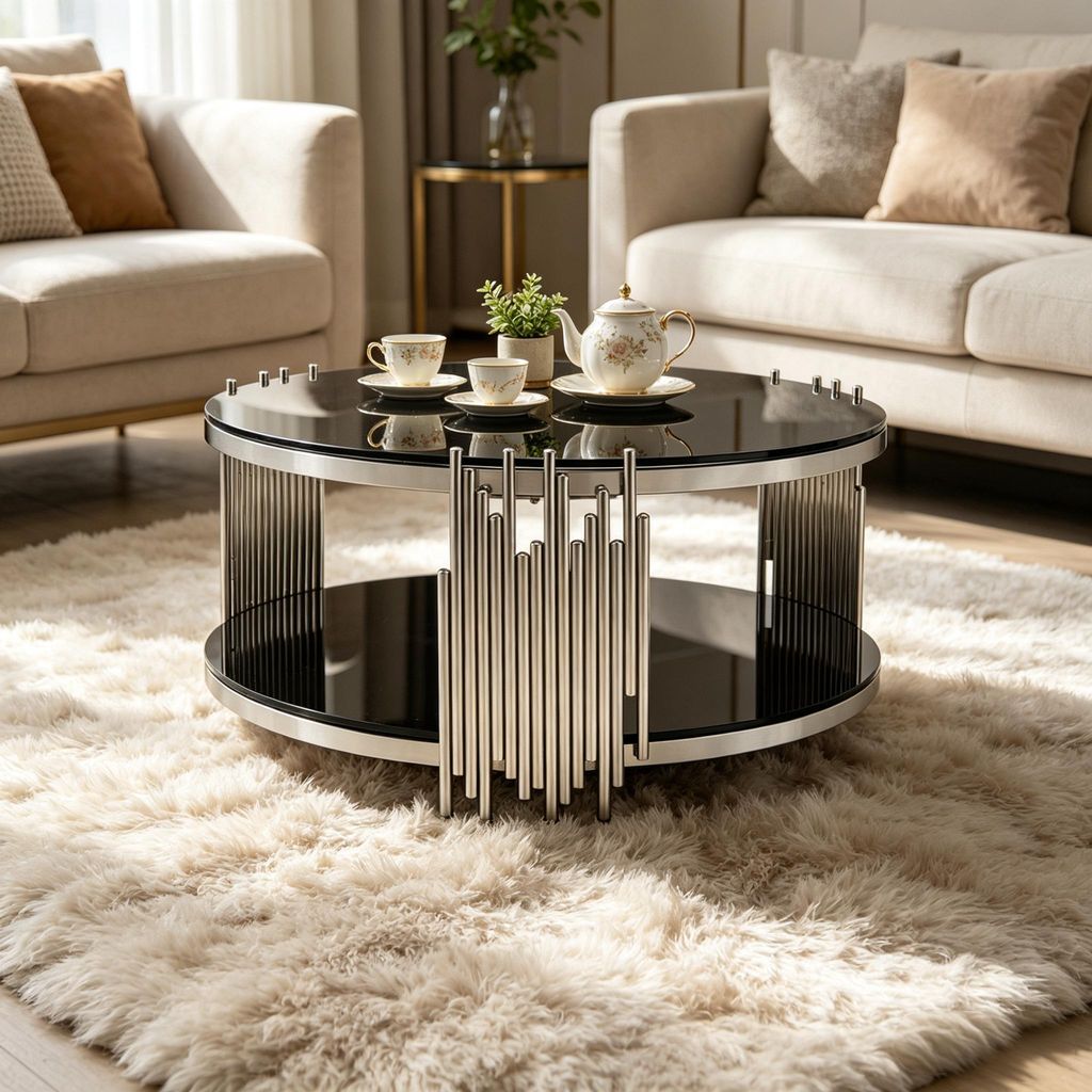 Runder Couchtisch aus Glas, Doppelglas, modern, 80 x 80 x Produktbild 
