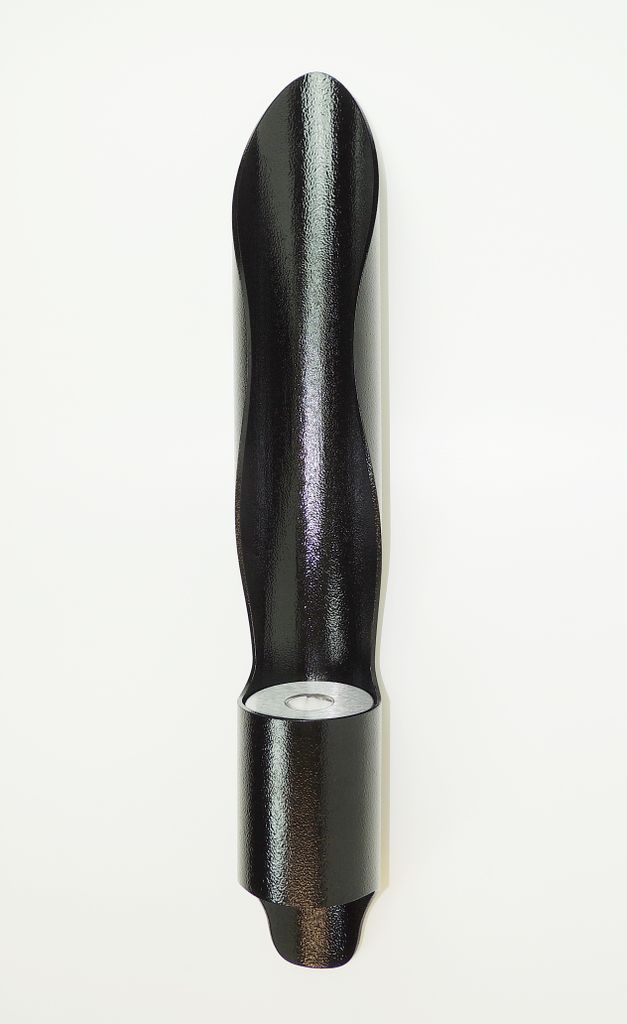 A black ethanol fireplace column is shown against a white background.