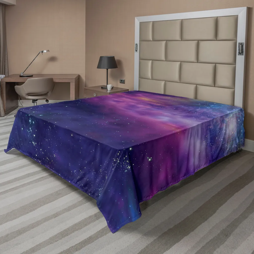 Drap de lit pour chambre d'adulte décor Ambiance Cosmique 260x228 cm