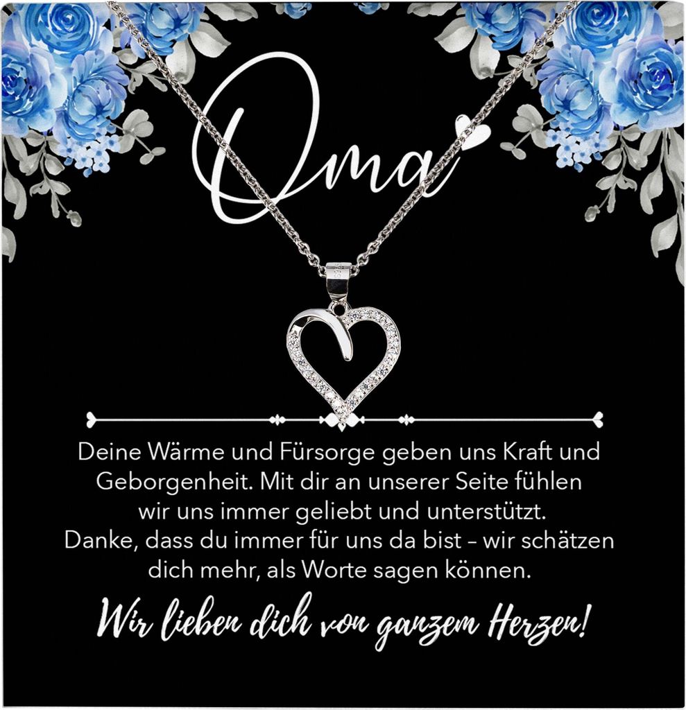 22Feels Unsere Oma Geschenk Herz Halskette Karte Frauen Damen Collier Grossmutter Weihnachten Geburtstag Muttertag Grosseltern (Damen Silber 925/00...