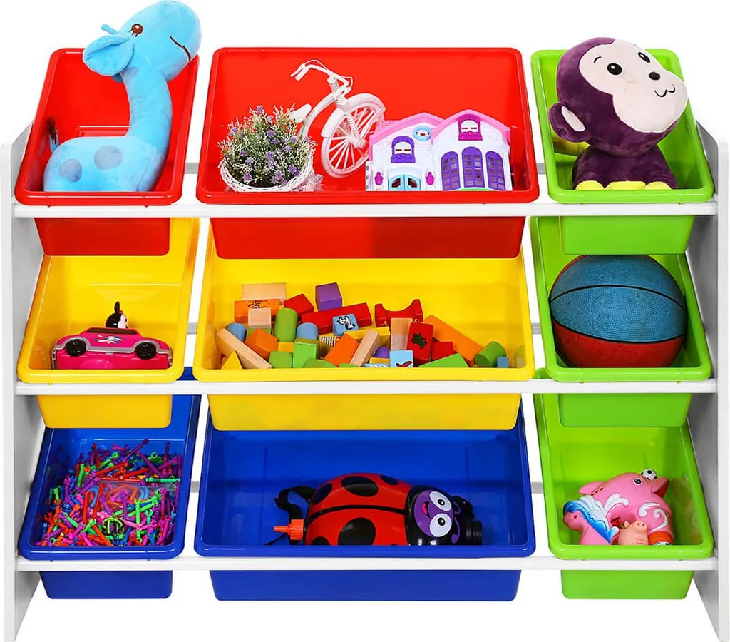 Organisateur de jouets pour chambre d'enfant avec casiers de tri multicolores