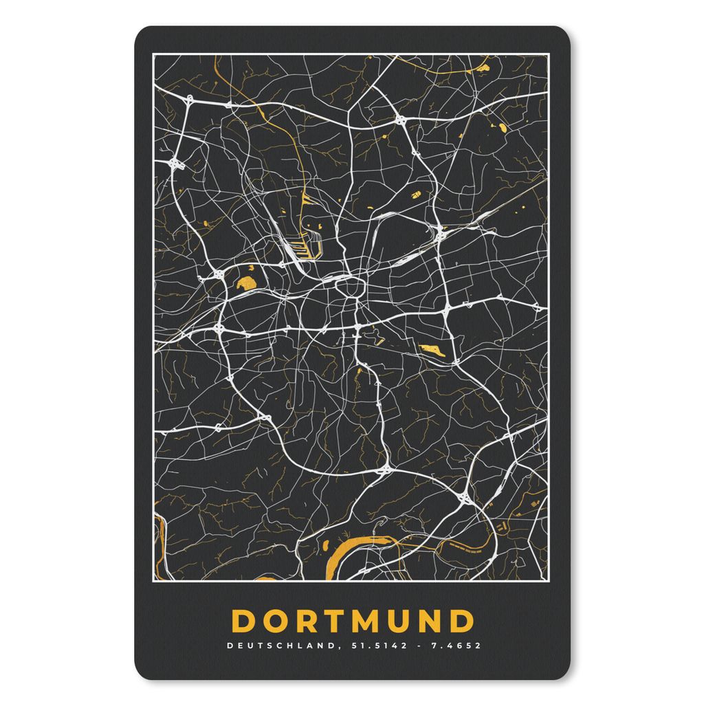 MuchoWow Mauspad Mousepad Dortmund - Gold - Deutschland - Karte - Stadtplan 18x27 cm - Mousepads - Maus Mat - Pad - Mausunterlage