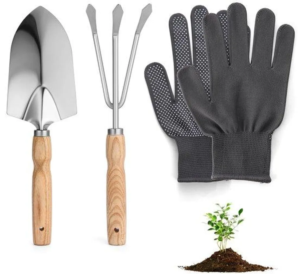 Set de jardinage complet avec transplantoir et brouette à main en métal