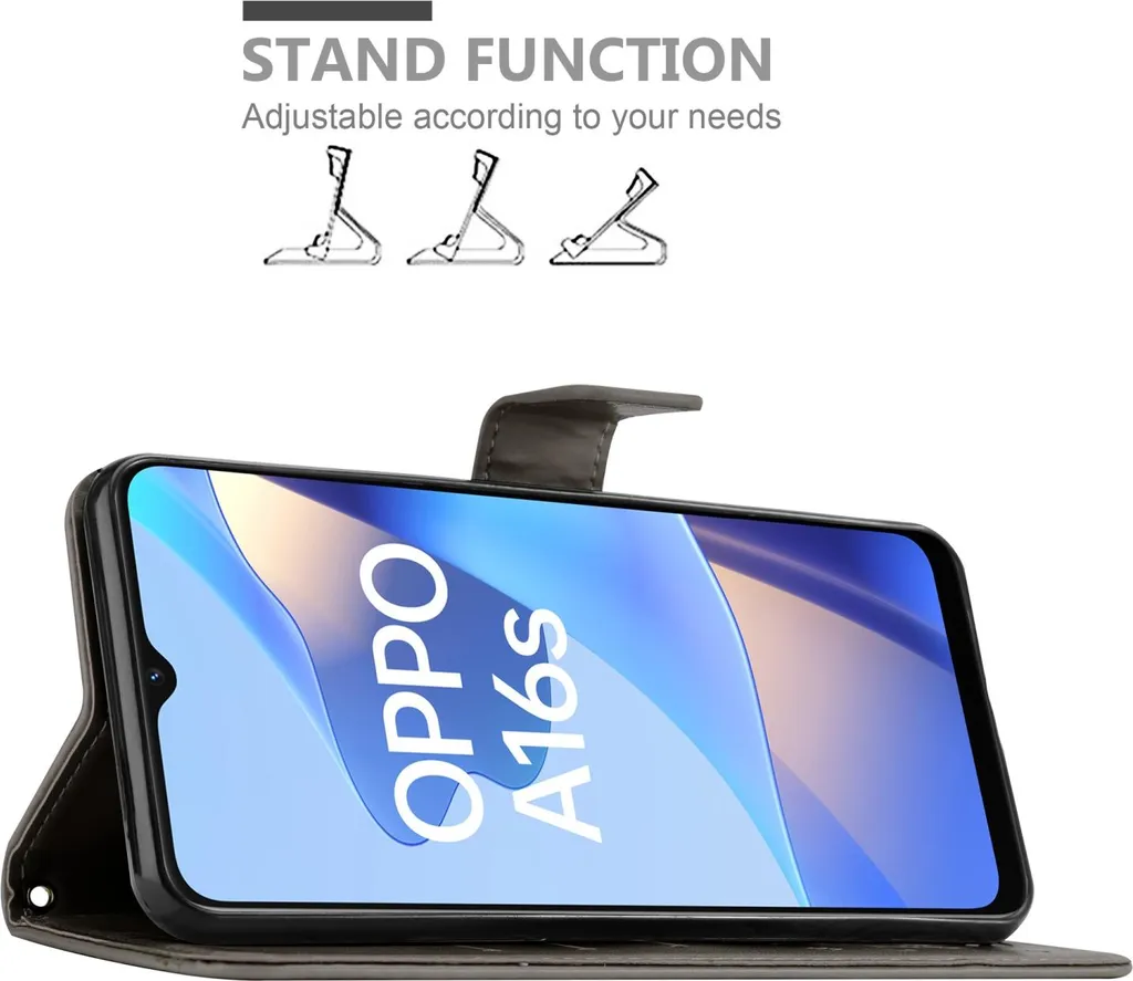 Custodia Oppo A54s / A16s Cadorabo Grigio Fiori | Accessorio Fashion - 4