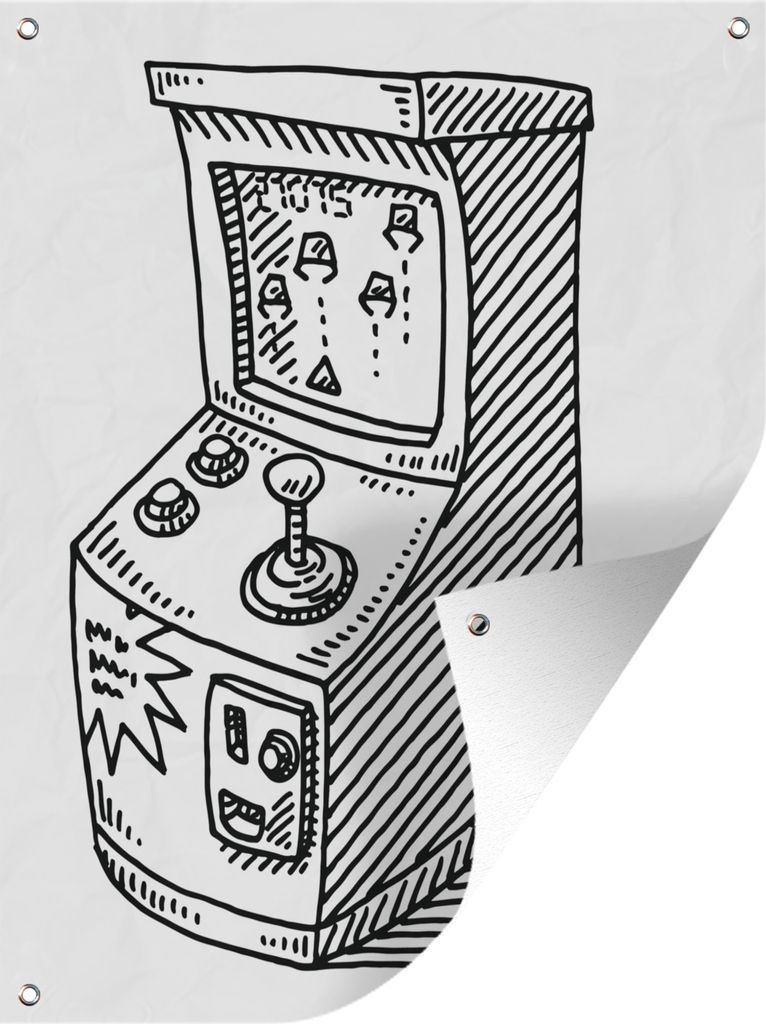 MuchoWow 30x40 cm Outdoor-Poster Gartendeko Sichtschutz Garten Poster für den Garten Arcade - Spiel - Retro - Illustration