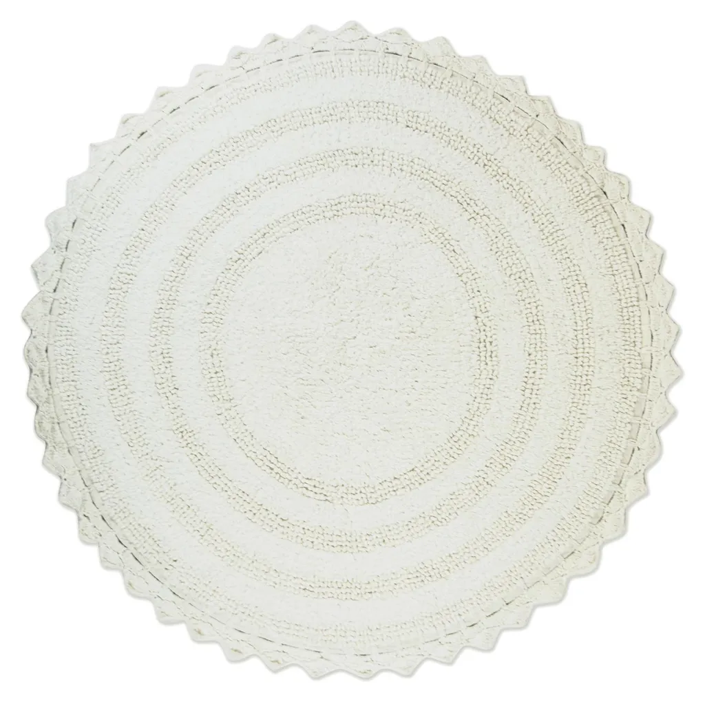 Tapis de bain réversible blanc 70 cm - Maille Crochet épaisse et douce