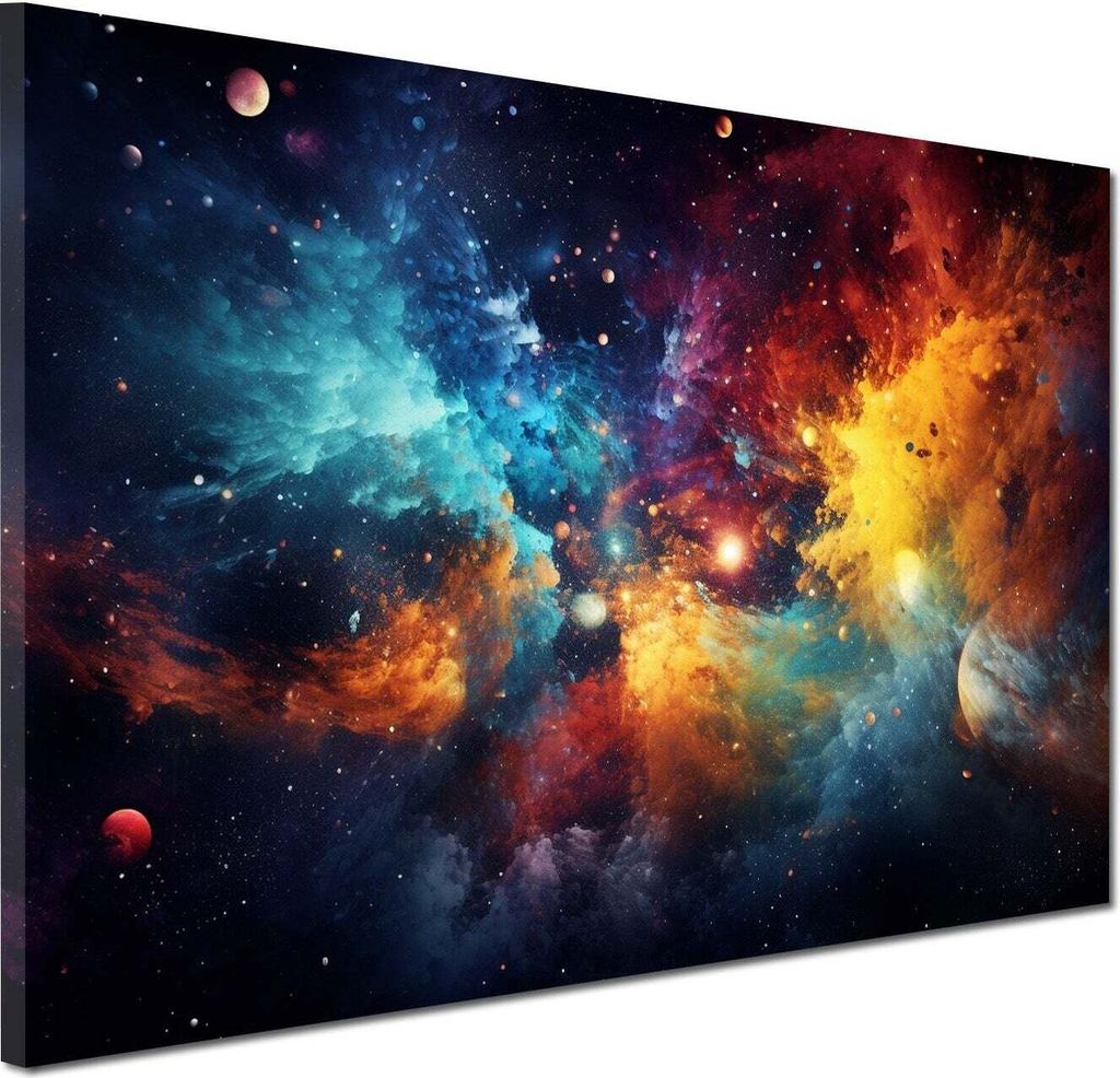 Weltraum Abstract Style Wandbild Leinwandbild Kunstdruck XL Wanddeko: 60x40x2cm