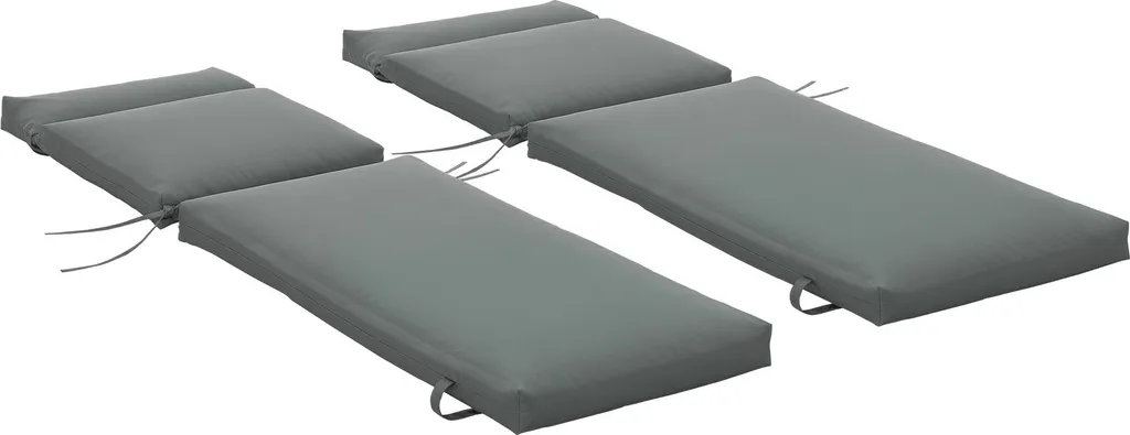 Matelas Bain de Soleil Gris avec Sangles d'Attache pour Transat - Lot de 2