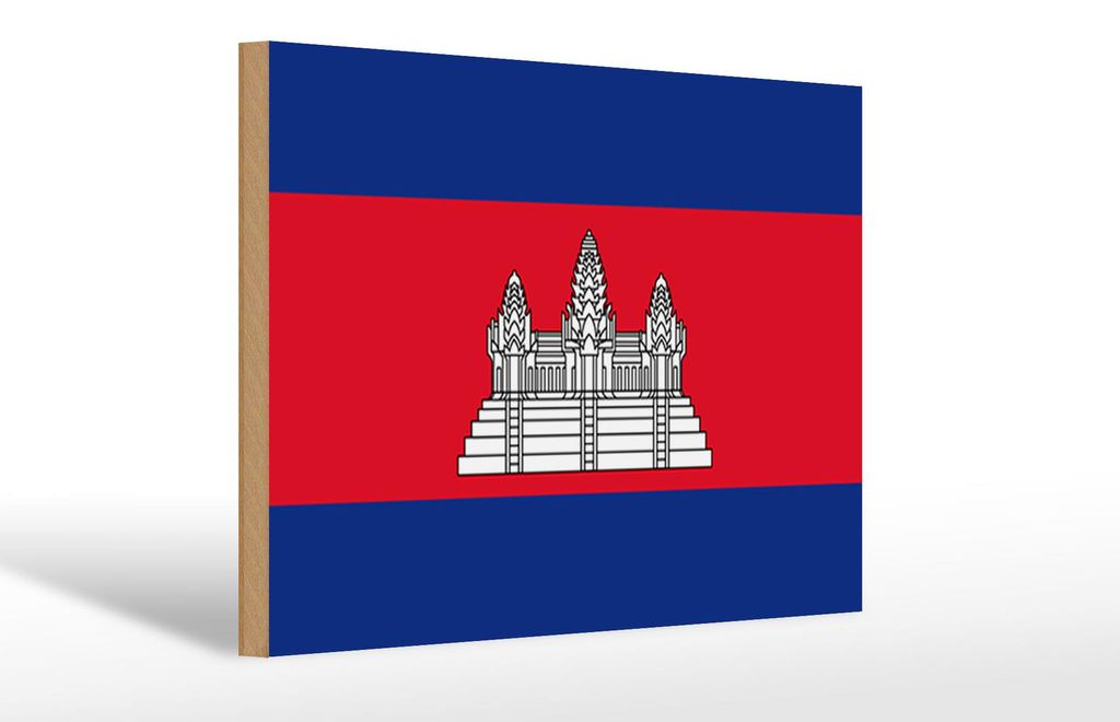 Holzschild Flagge Kambodscha 30x20cm Flag of Cambodia