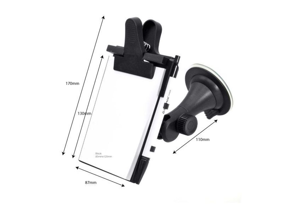 Notizblockhalter mit Kugelschreiber, Saugfuß-Halter mit Produktbild 