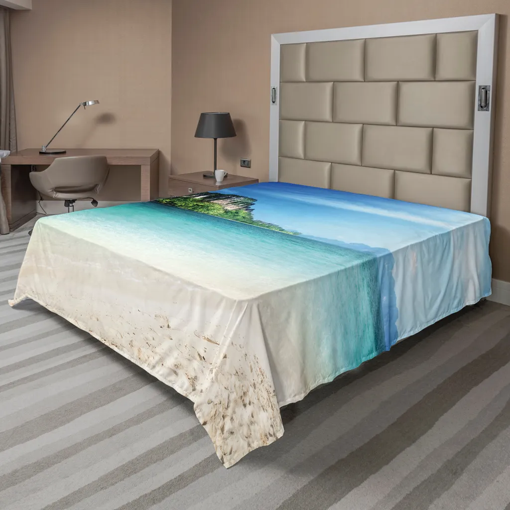 Lenzuolo Sopra Decorativo ABAKUHAUS 260x228 cm Blu Verde Crema