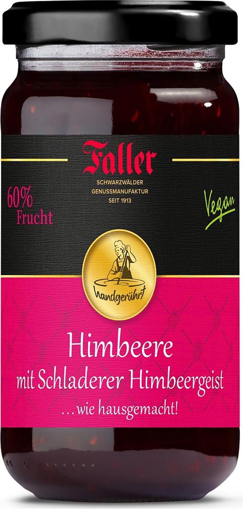 Faller Himbeer-Konfitüre extra mit Himbeergeist: Hausgemachter Genuss 330g