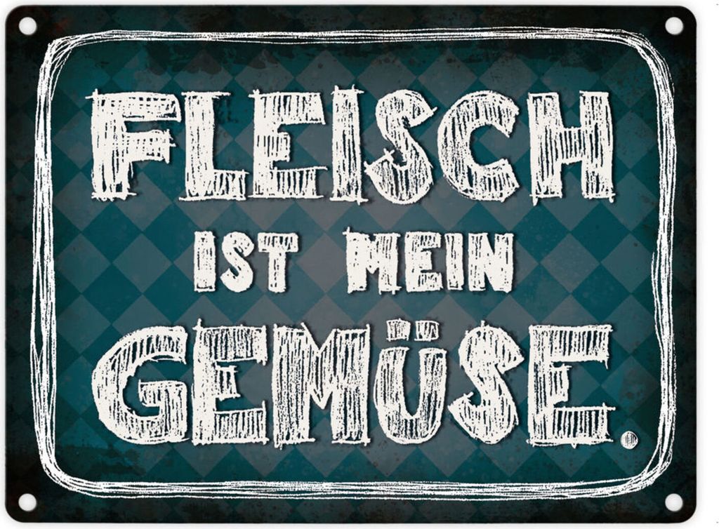 Fleisch ist mein Gemüse Metallschild in blau Wurst Essen Hobby grillen Grill