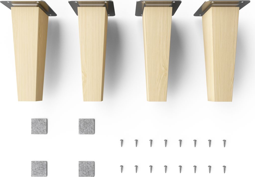 4x sossai Holzfüße eckig - gerade Ausführung 15cm Buche Produktbild 