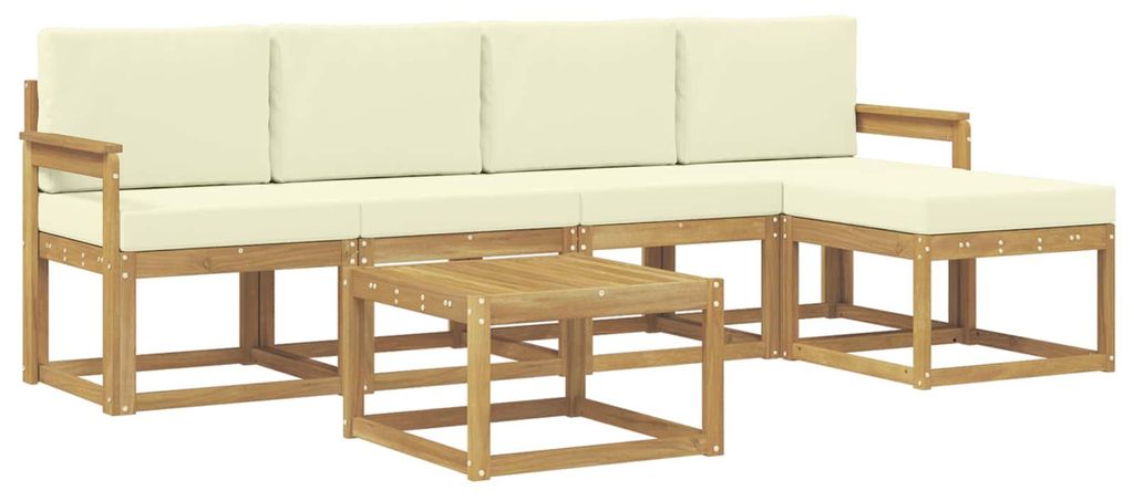vidaXL Outdoor-Sofagarnitur mit Kissen 6 pcs Weiß und Creme