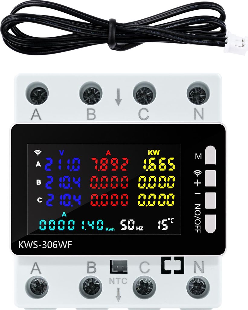 KWS-306 Tuya WiFi Leistungs-Messgerät 3-Phasen 4-Leiter Produktbild 