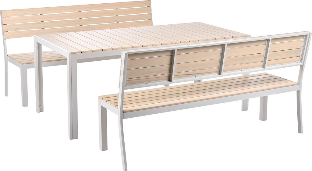BELIANI Gartenmöbel Set Beige und Weiß Aluminium Kunstholz Produktbild 