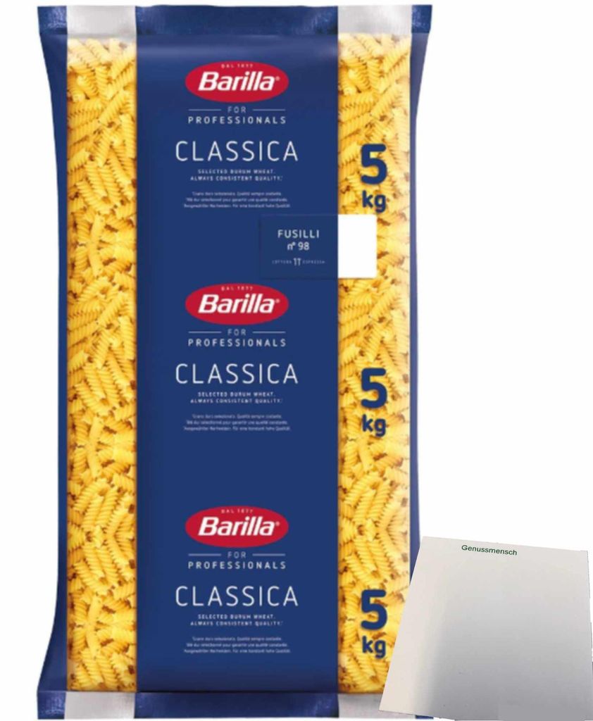 Barilla Pasta Fusilli no 98 Spiralnudeln (5kg Beutel) + usy Produktbild 